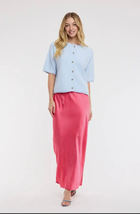 DROP SHOULDER BUTTON-UP SWEATER CARDIGAN /