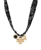 Bold Cross Charm Scarf Necklace