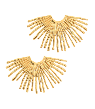 Half Sunburst Stainless Steel Earrings