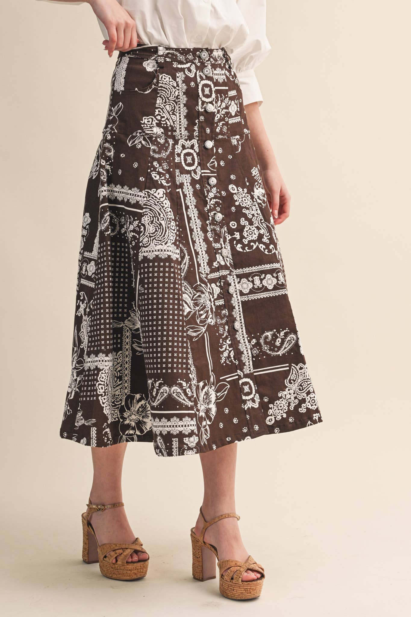 PAISLEY MIDI SKIRT