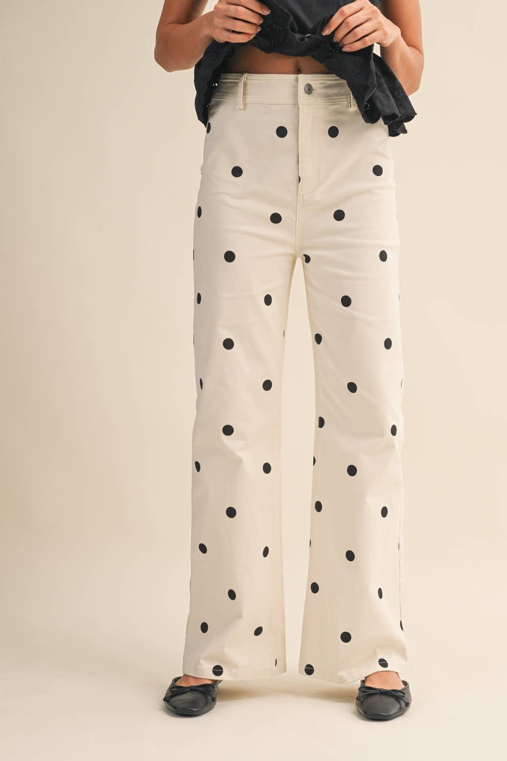 POLKADOT DENIM PANTS
