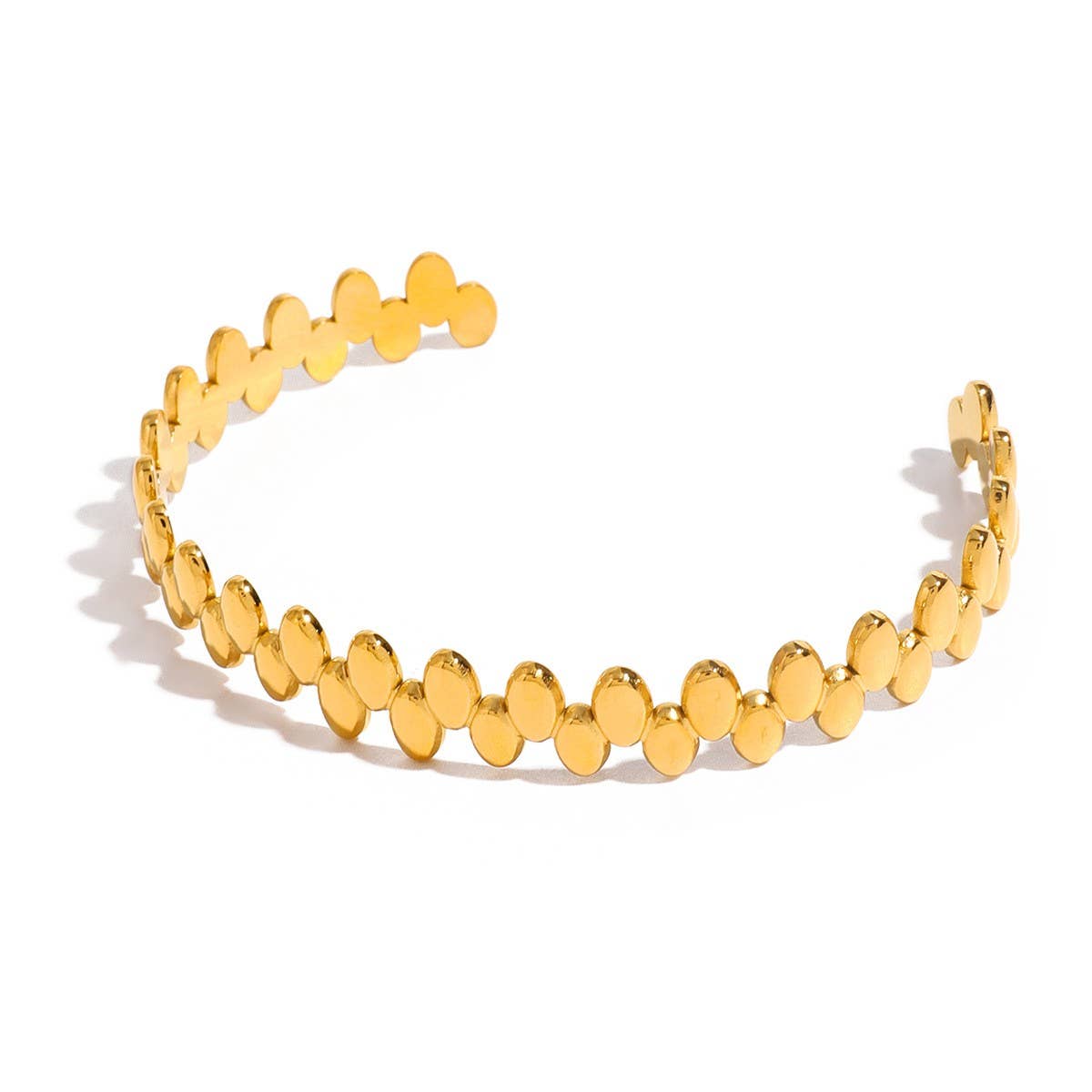 18K Gold Stainless Steel Oval Bead Cuff