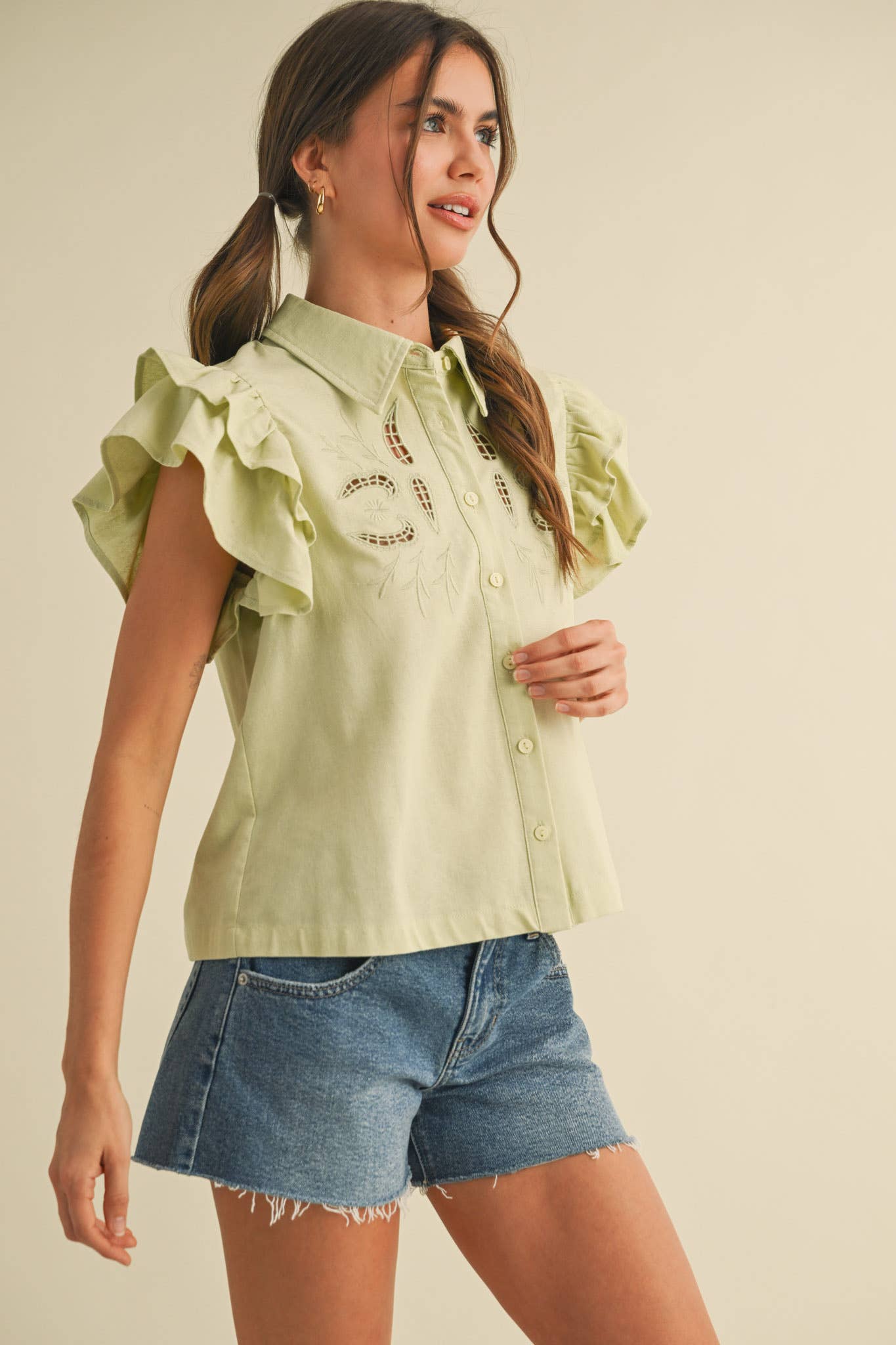 EMBROIDERED Lime Cut Out