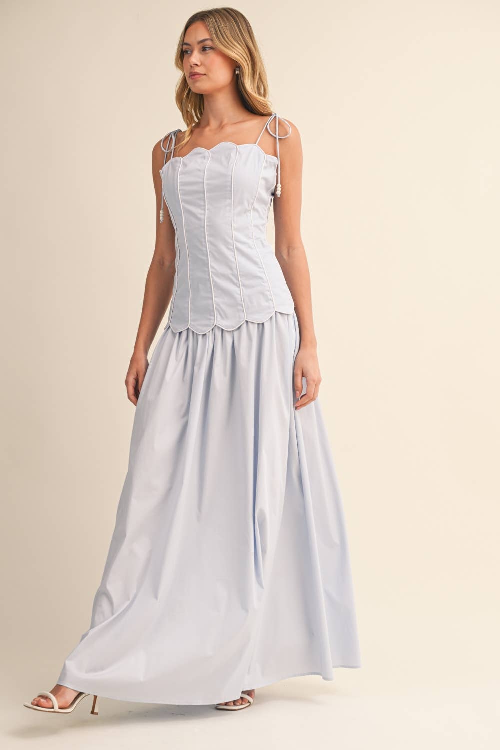 SCALLOPED EDGE TOP &MAXI SKIRT