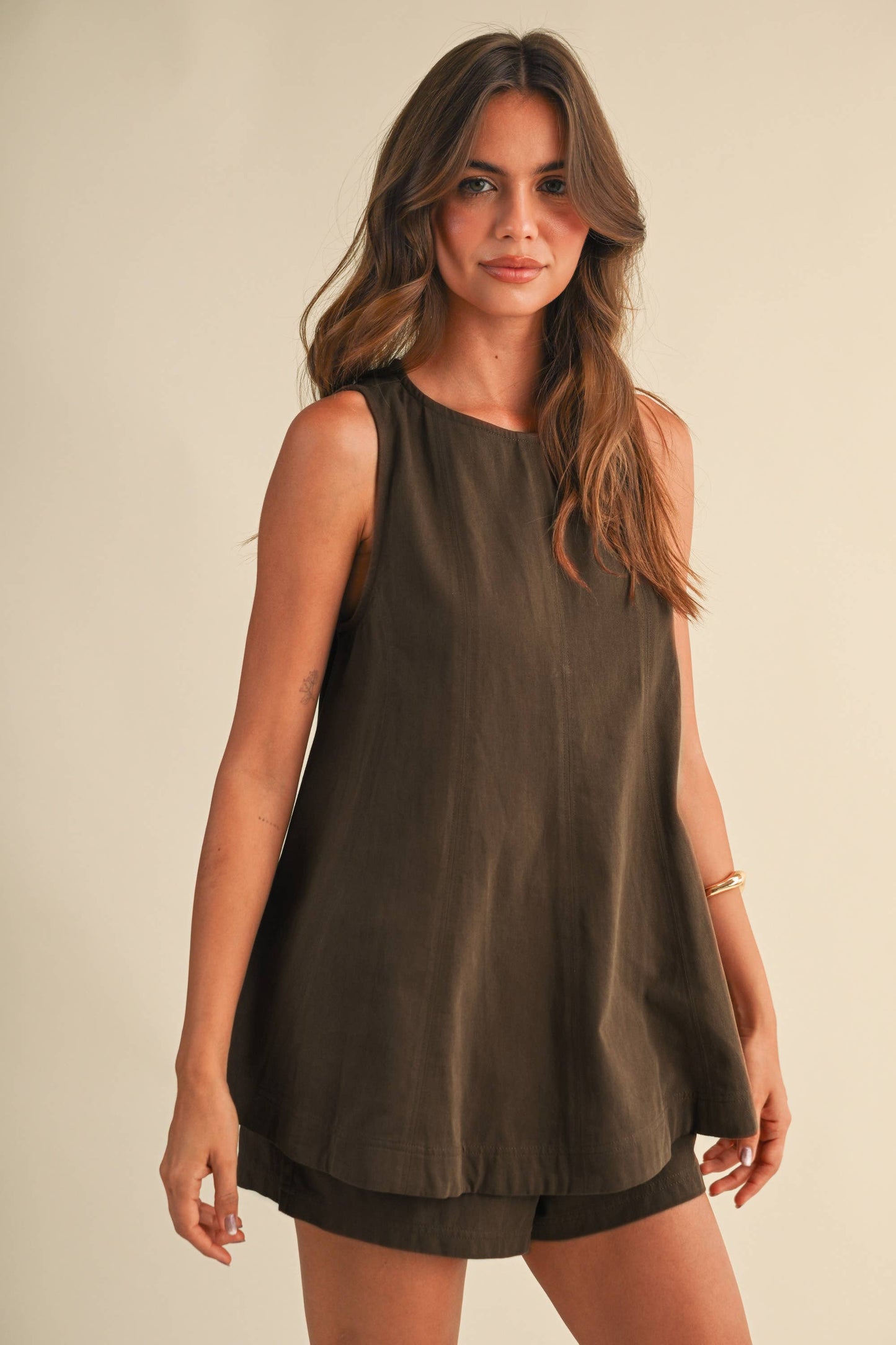 TWILL SLEEVELESS SET