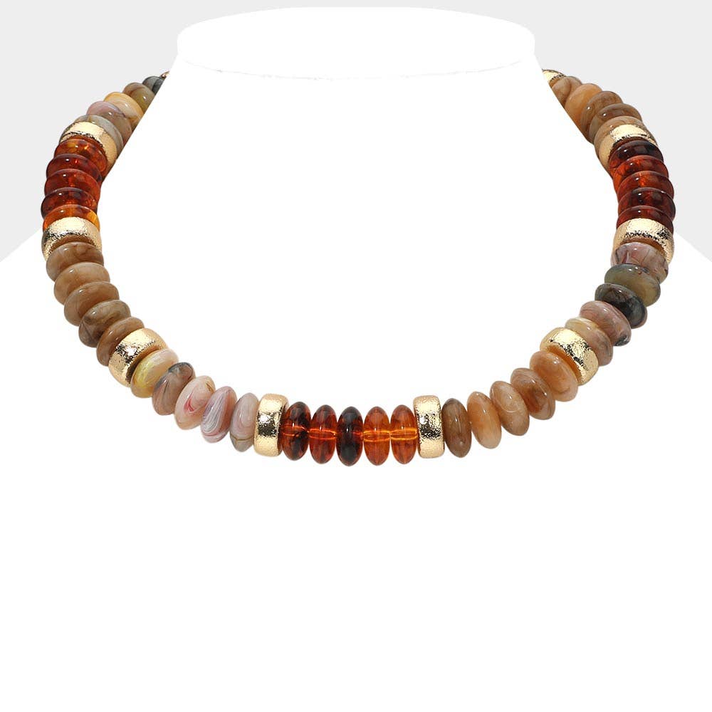 Chunky Resin Disc Beaded Necklace