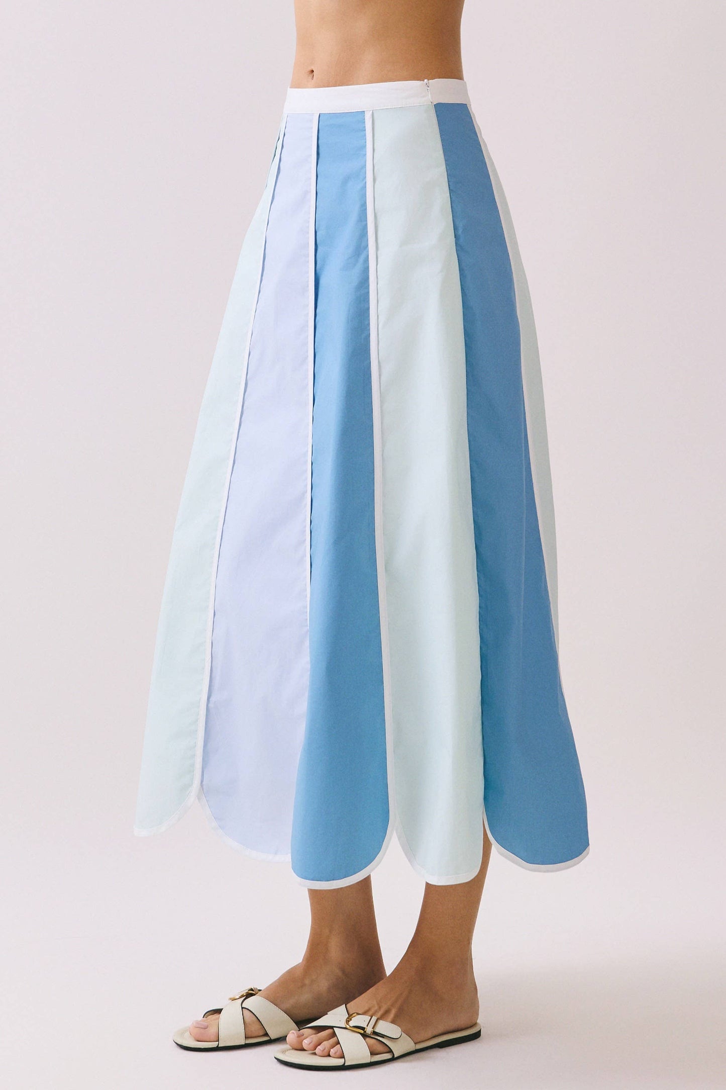Blue Color Block Paneled Design A Line set