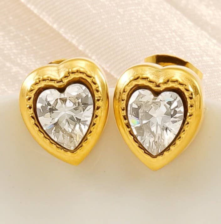 Gold/silver heart earrings
