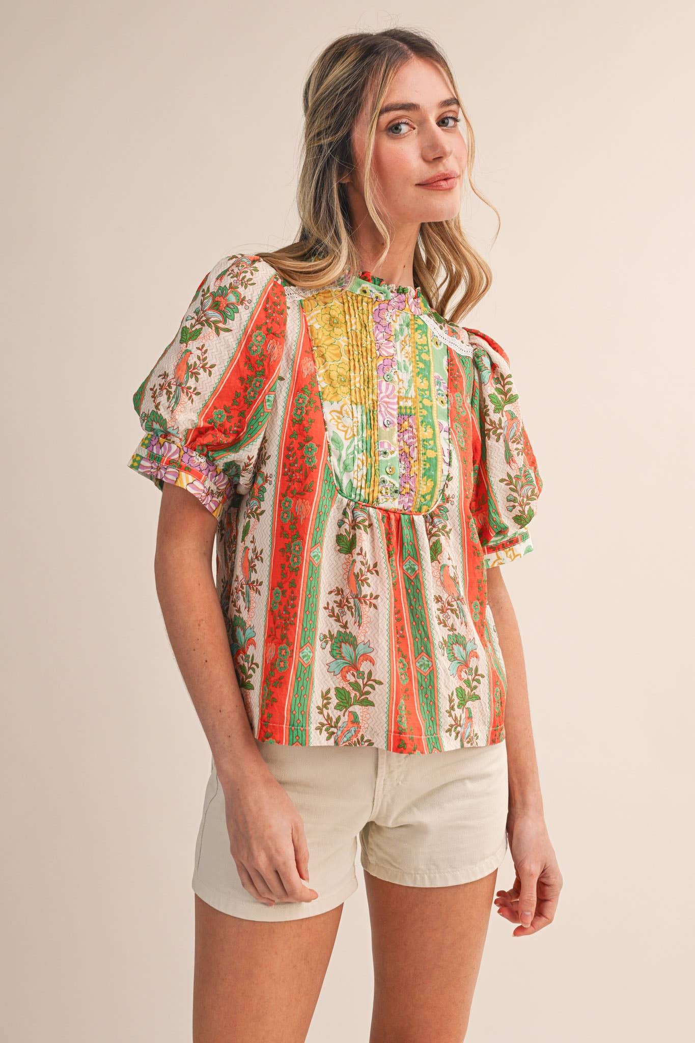 PIN TUCK BIB TOP