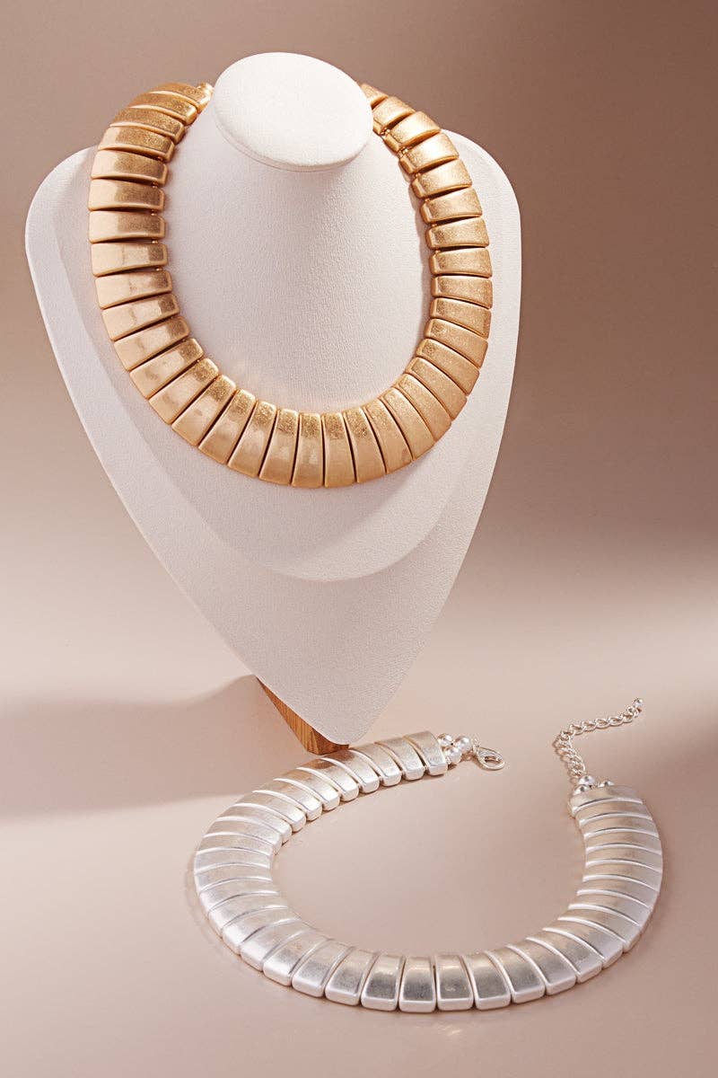 Vintage Metal Domed Shaped Ccb Short Necklace