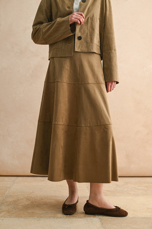 SUEDE A-LINE SKIRT