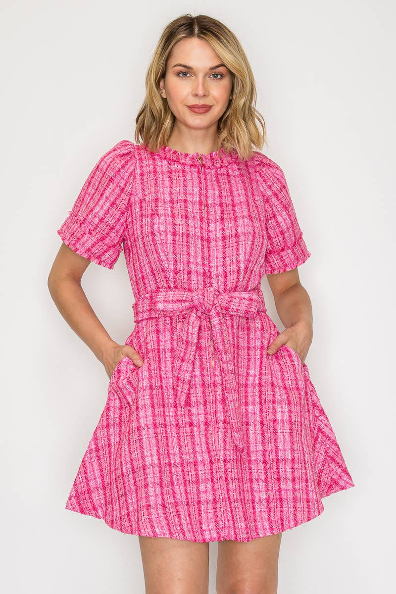 Pretty Pink Checker Mini Dress