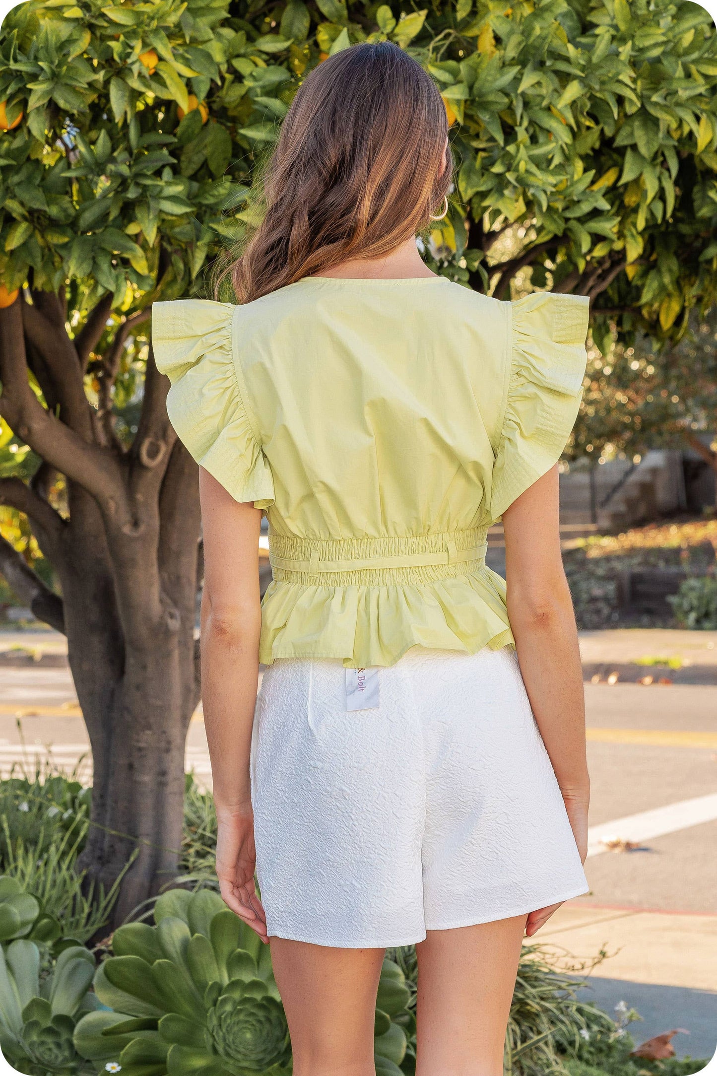 Flutter Sleeve Peplum Poplin Top *More Colors*