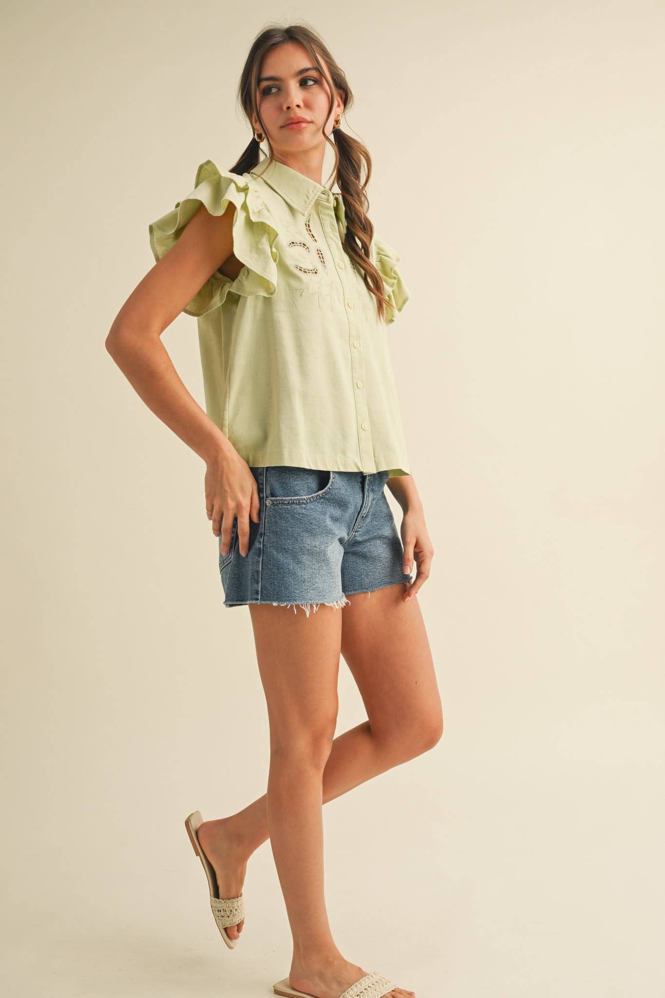 EMBROIDERED Lime Cut Out
