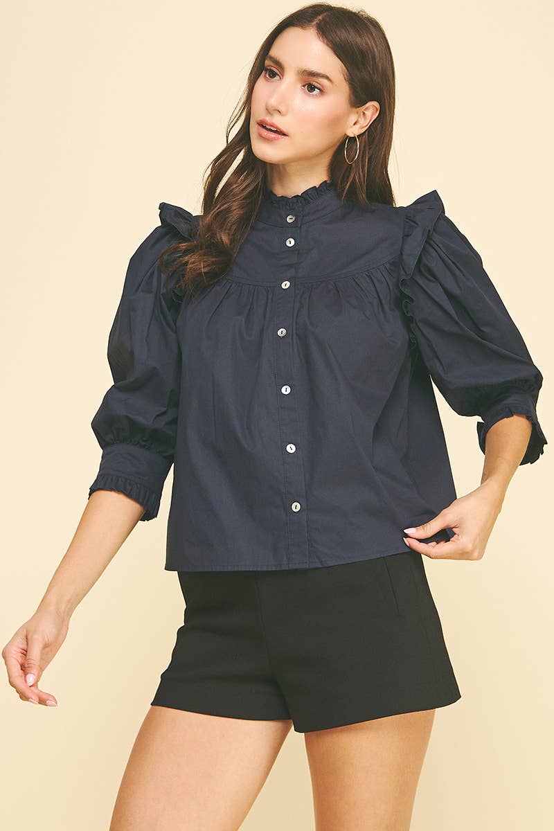 Ruffled BUTTON DOWN BLOUSE