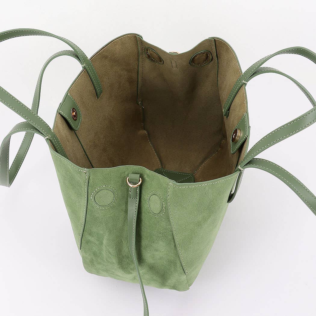 Suede Tote with Chain Strap