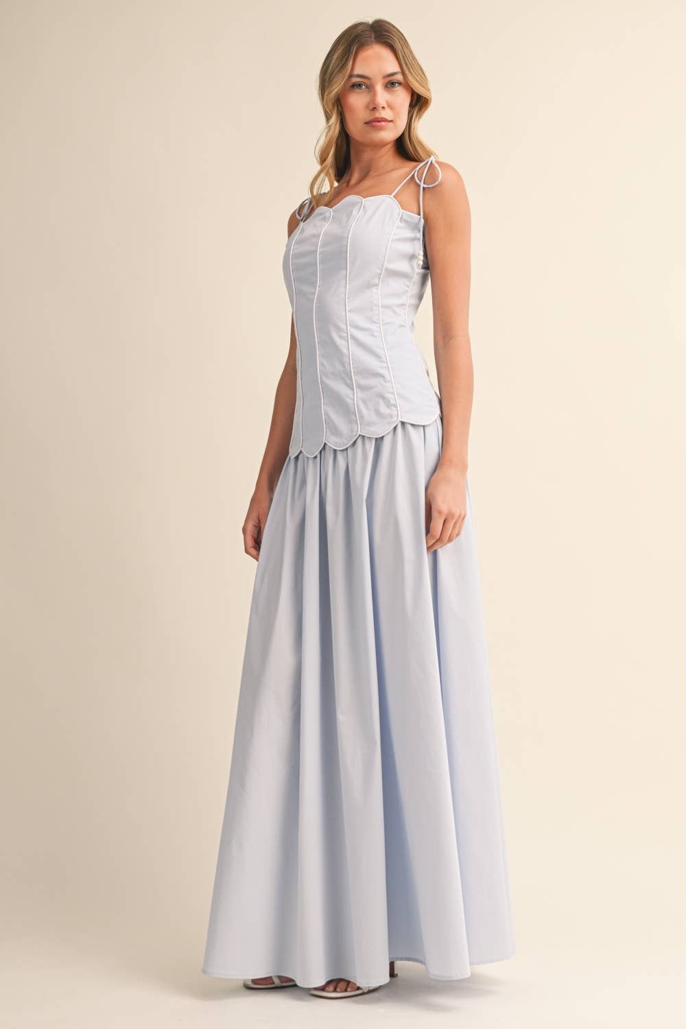 SCALLOPED EDGE TOP &MAXI SKIRT