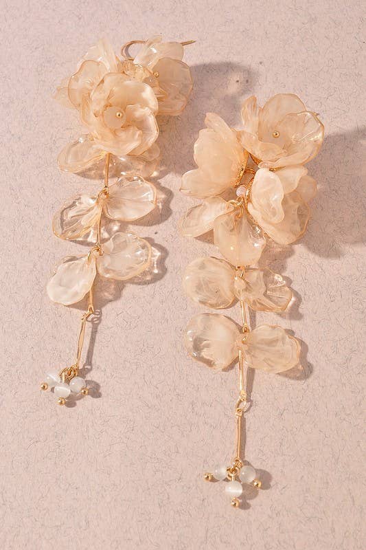 TRANSLUCENT FLOWER CLUSTER DROP EARRINGS