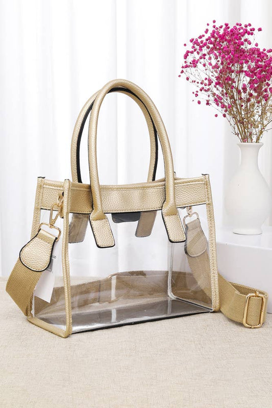 Color Trim Clear Hand Bag