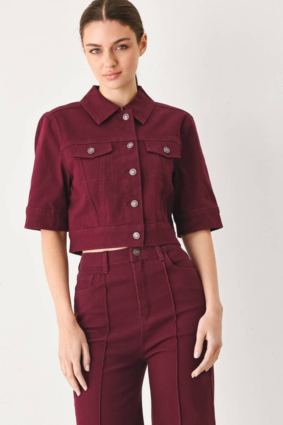 A washed twill jacket and pants set