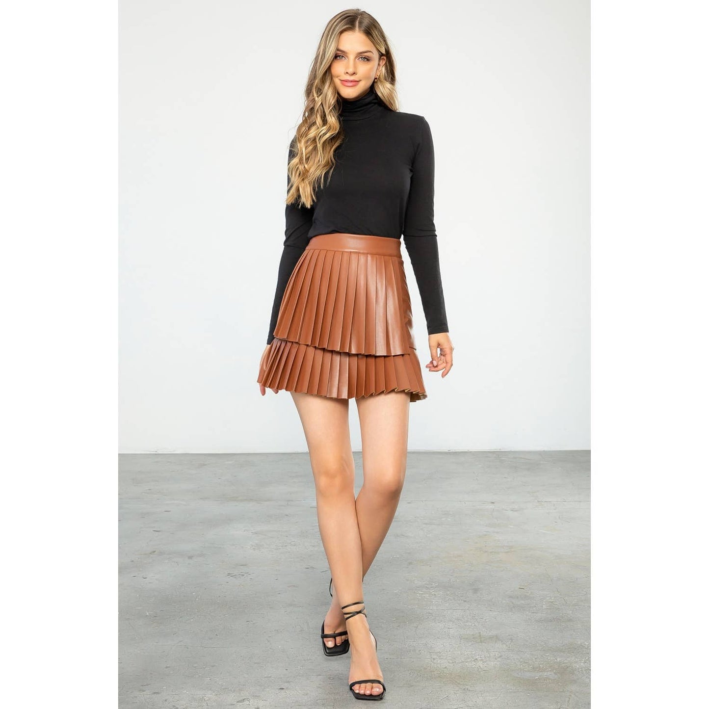 Leather Pleated Skirt