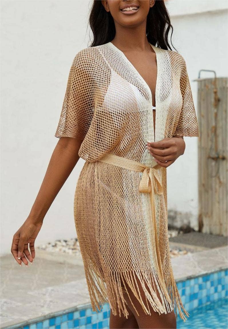 Open-knit swimsuit cover-up