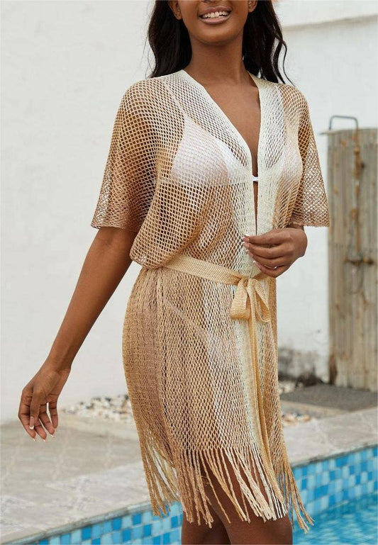 Open-knit swimsuit cover-up