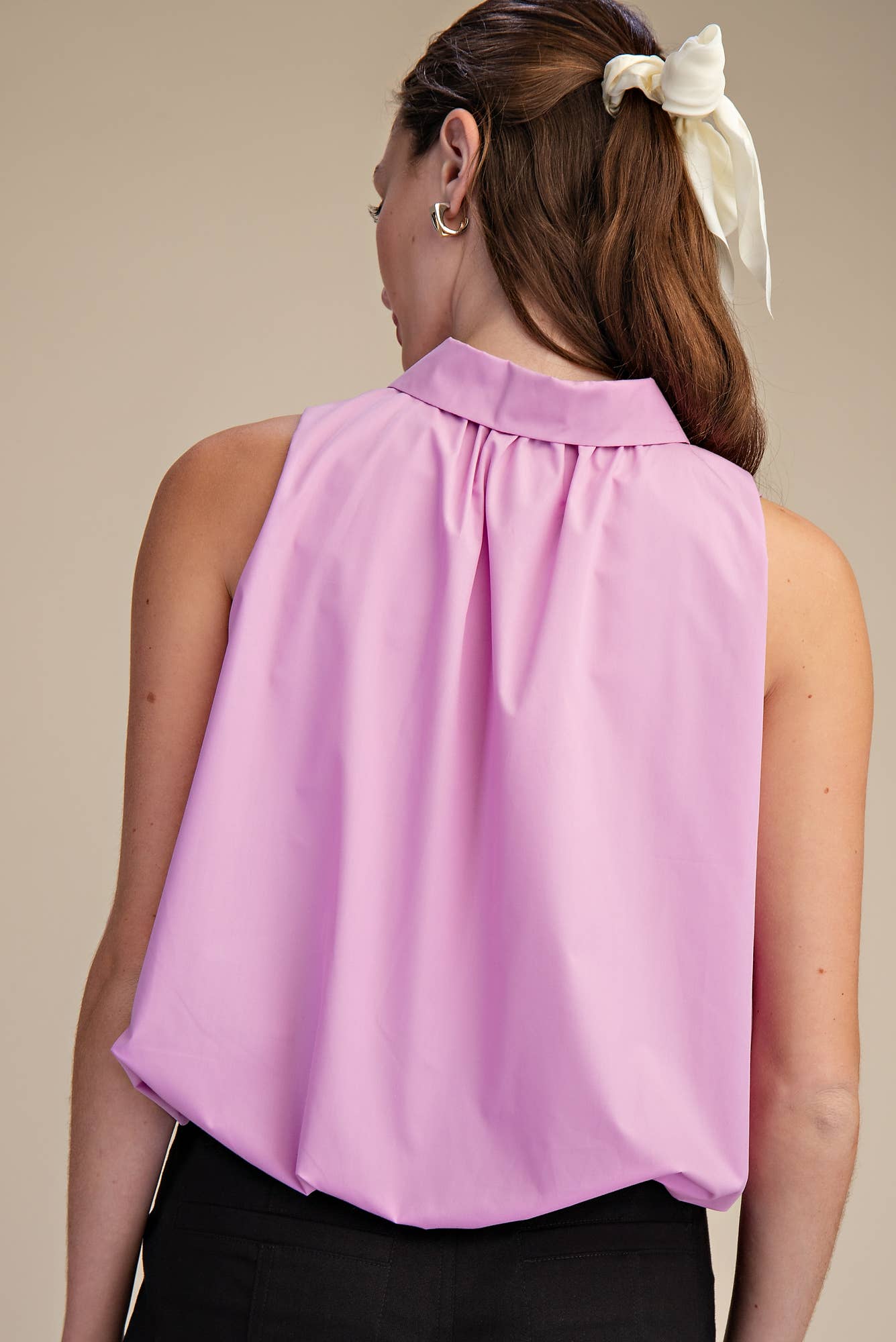 Bubble Hem Sleeveless Shirt Top