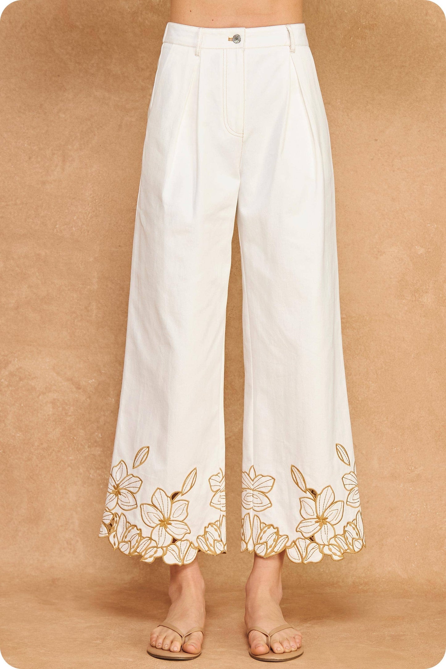 Cut-Out Twill Pants and Top Set