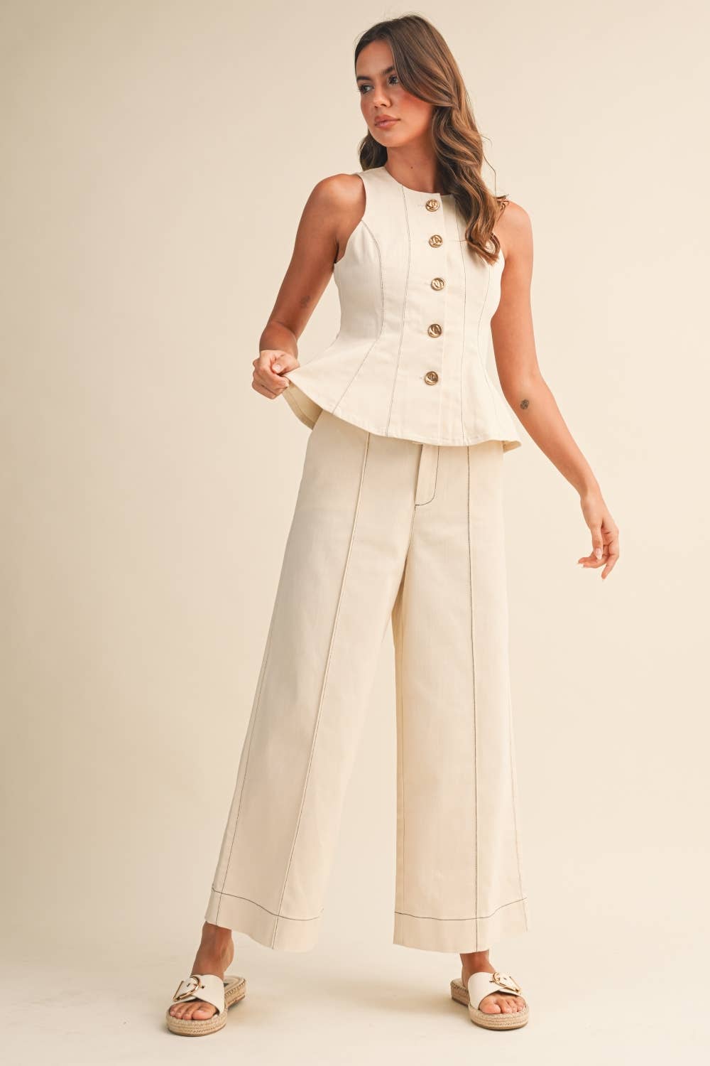 Peplum Top AND STRAIGHT PANTS SET