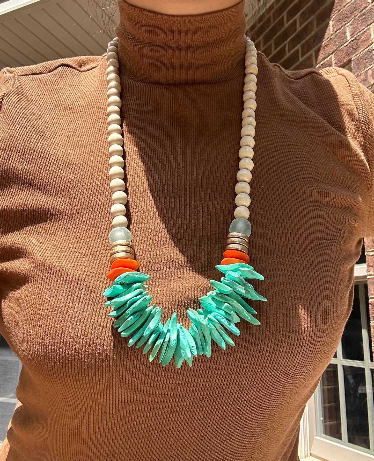 Turquoise and orange Statement Necklace