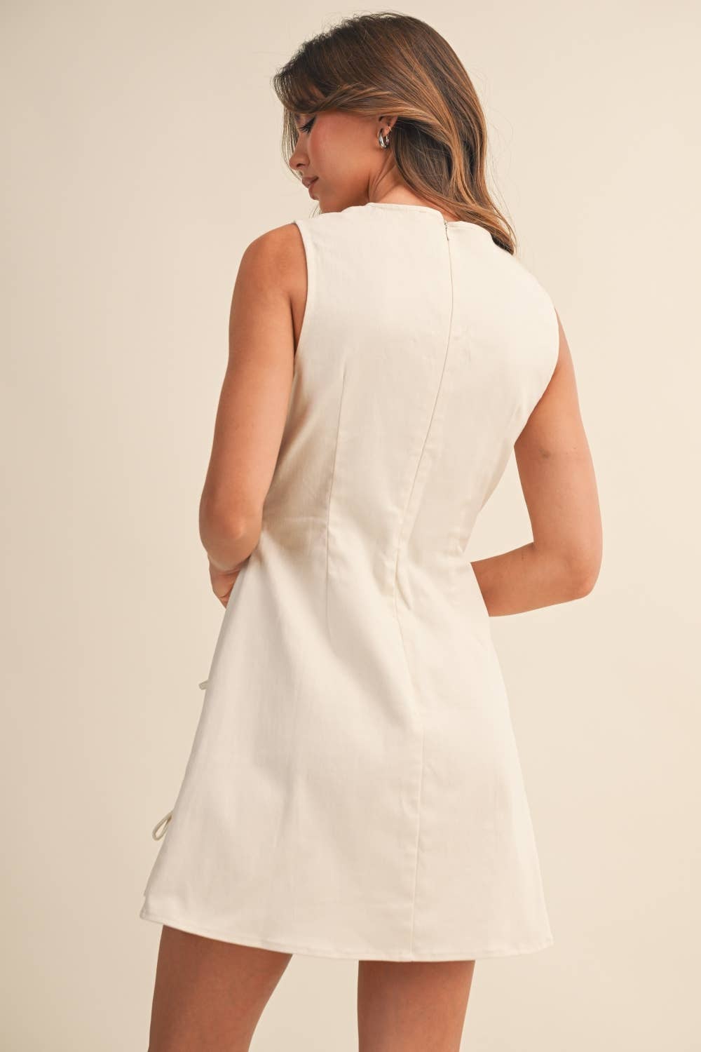 RIBBON TWILL MINI DRESS