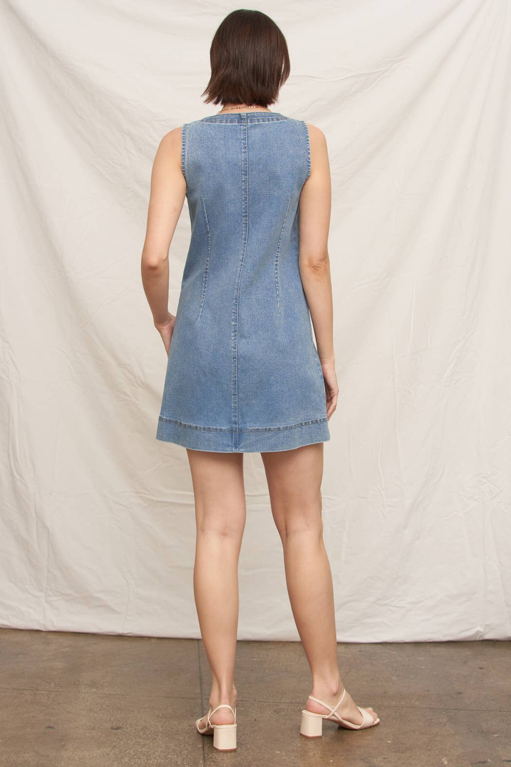 Sleeveless Button Down Denim Mini Dress