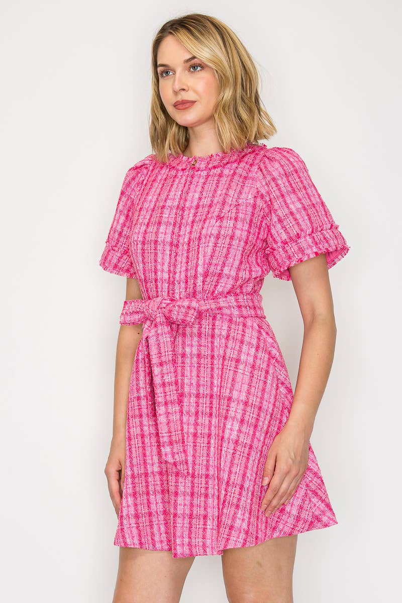 Pretty Pink Checker Mini Dress
