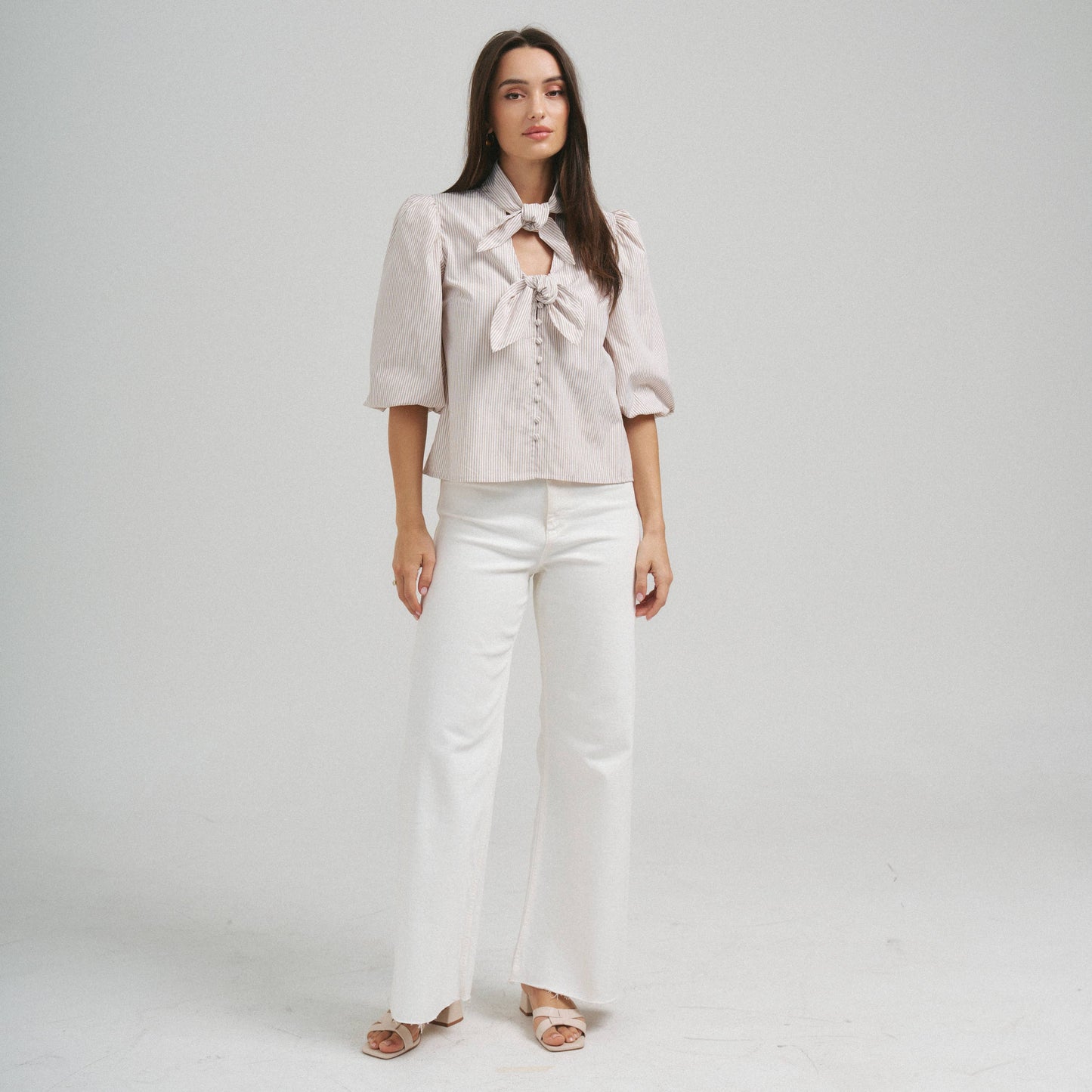 Open tie front blouse