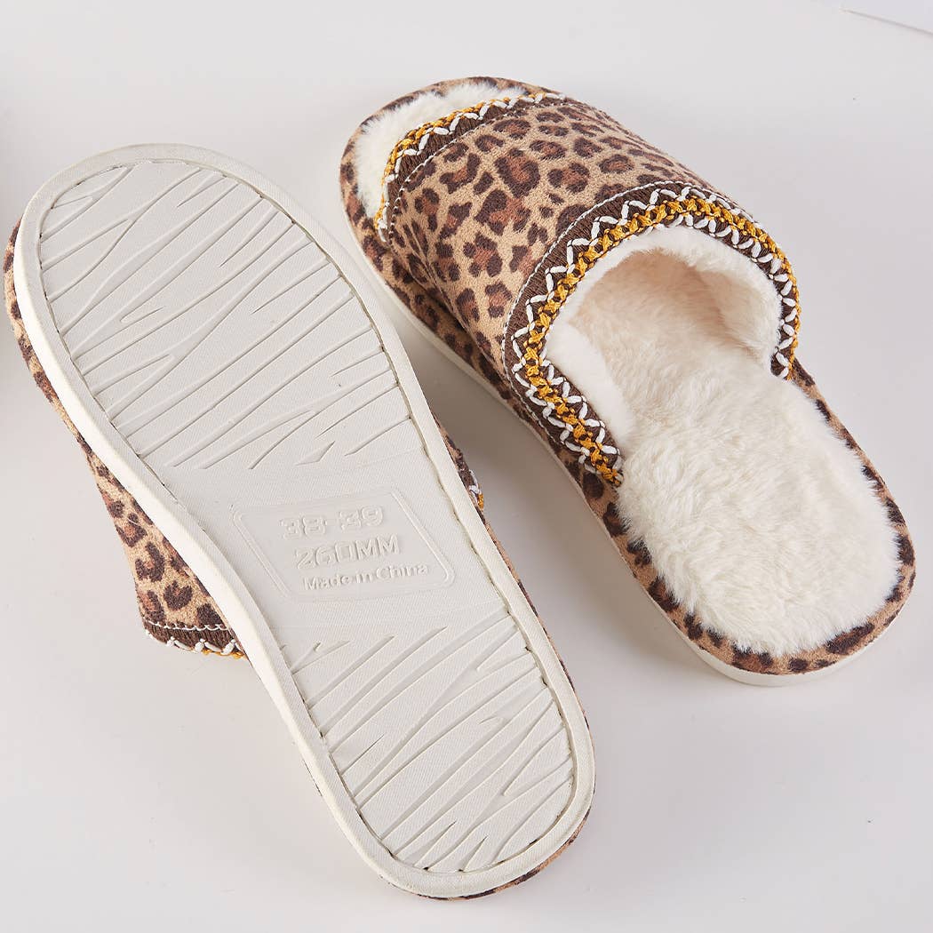 Cozy Leopard Fleece-Lined Indoor Slippers