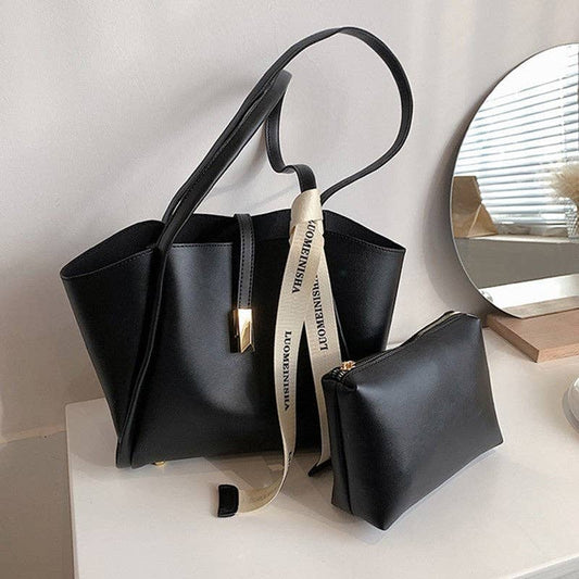 Casual Solid Color PU Handbag
