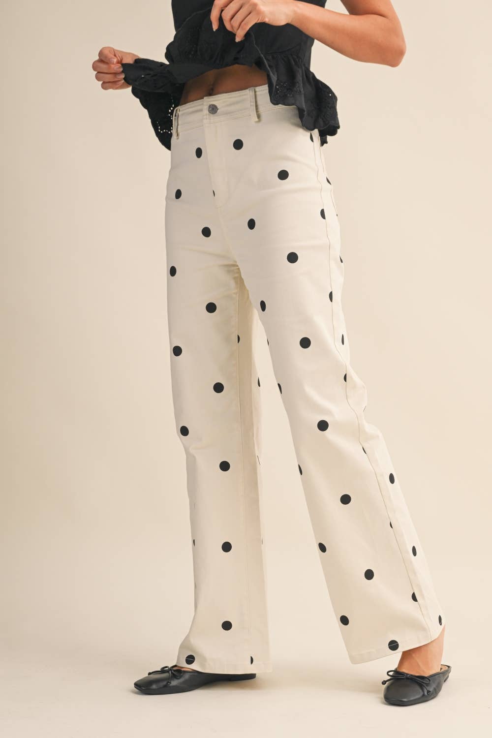 POLKADOT DENIM PANTS