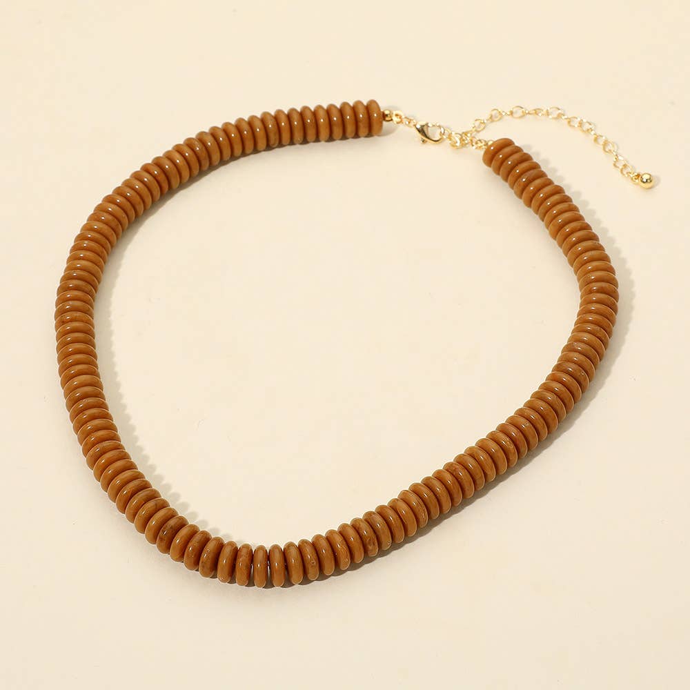 Flat Resin Disc Beaded Necklace