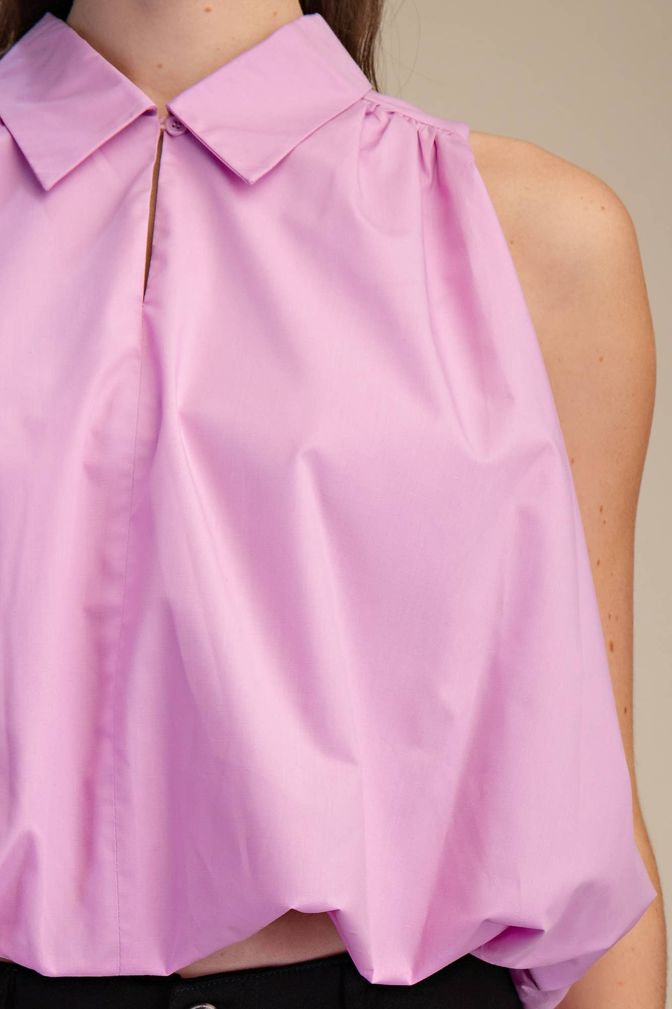 Bubble Hem Sleeveless Shirt Top