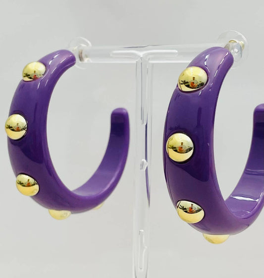 Acrylic Purple studded Hoop