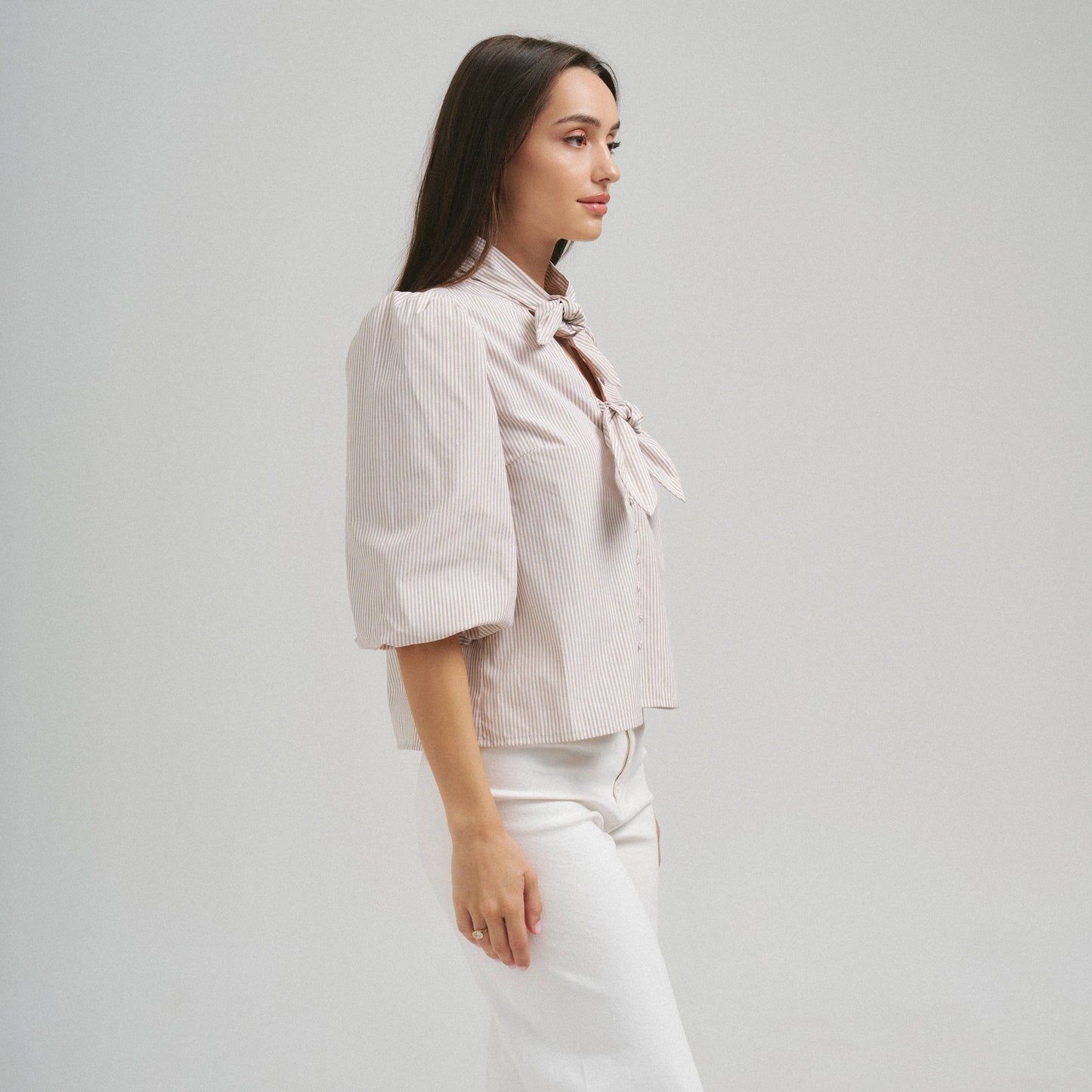 Open tie front blouse