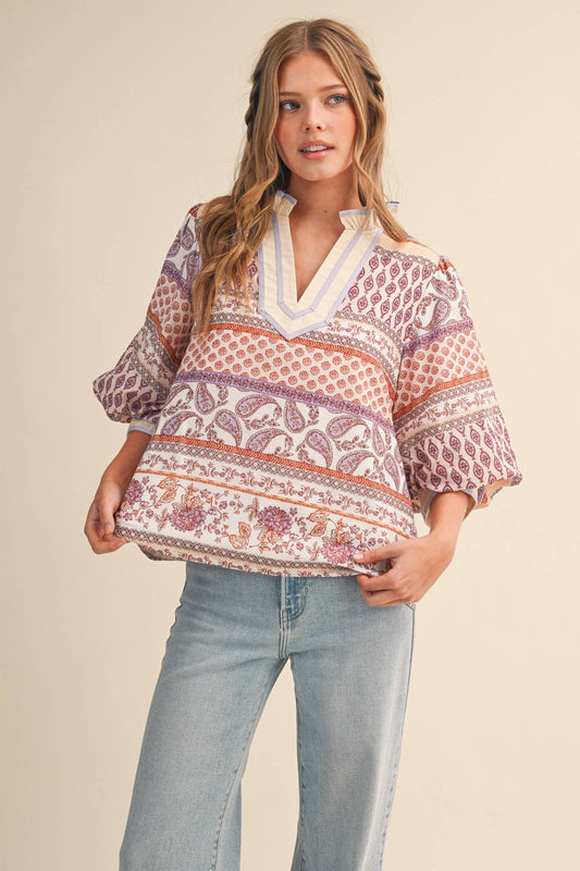 EXCLUSIVE PRINT V NECK