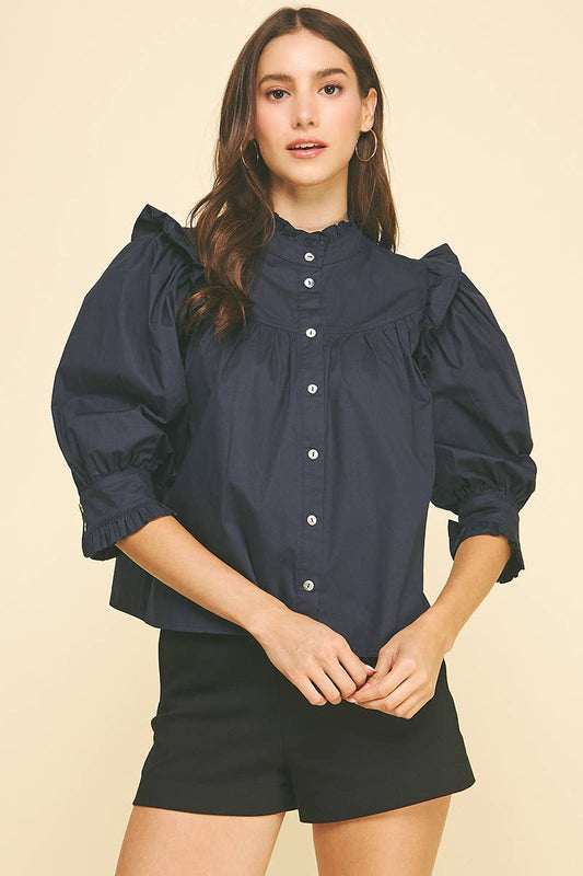 Ruffled BUTTON DOWN BLOUSE