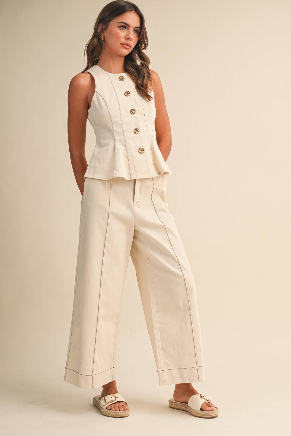 Peplum Top AND STRAIGHT PANTS SET