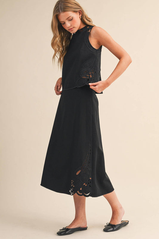 EMBROIDERED TANK AND MIDI SKIRT SET