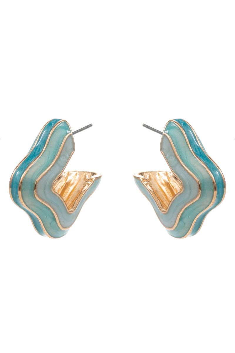 Clover Shaped Color Line Enamel Hoop Earrings