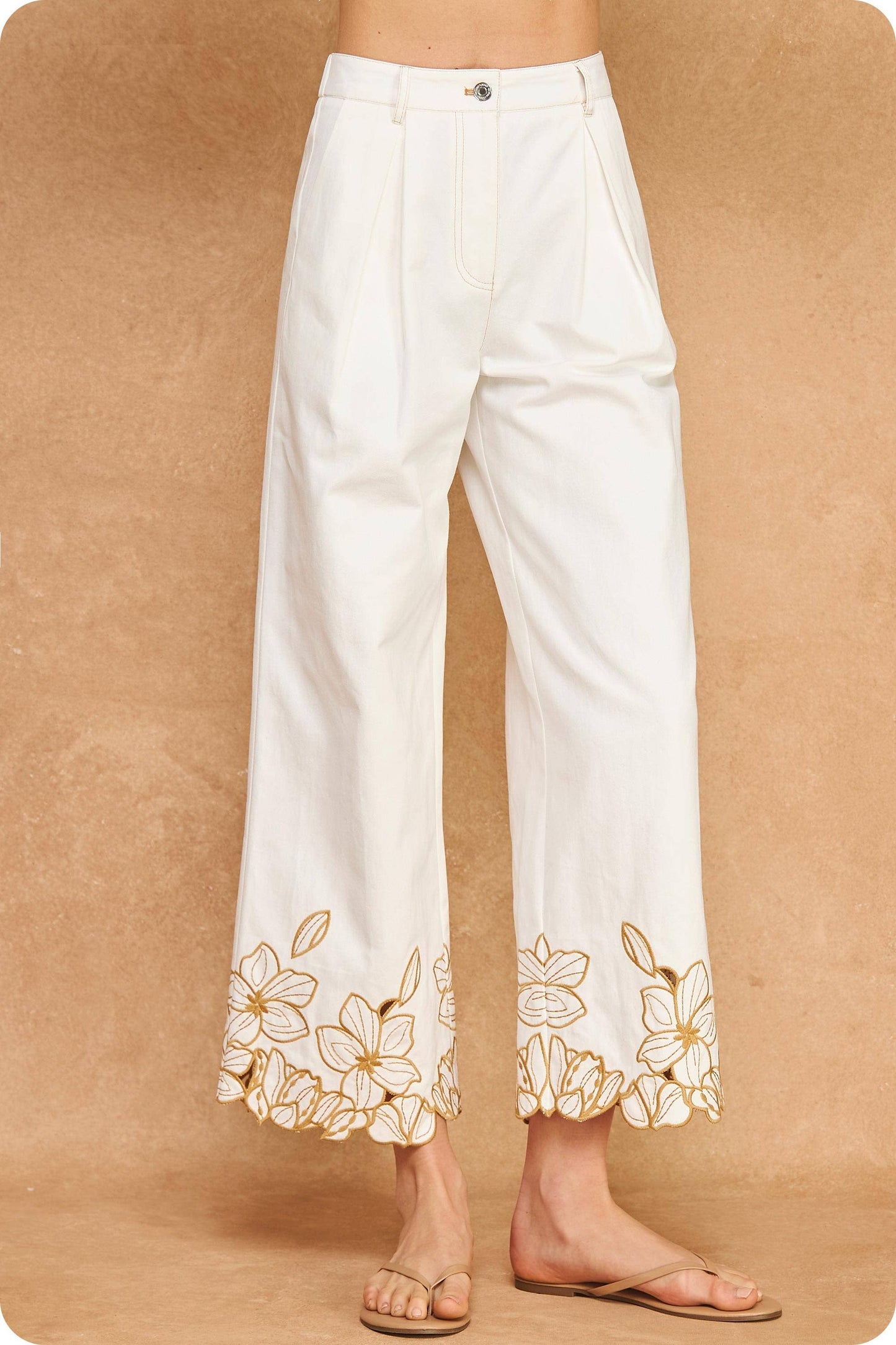 Cut-Out Twill Pants and Top Set