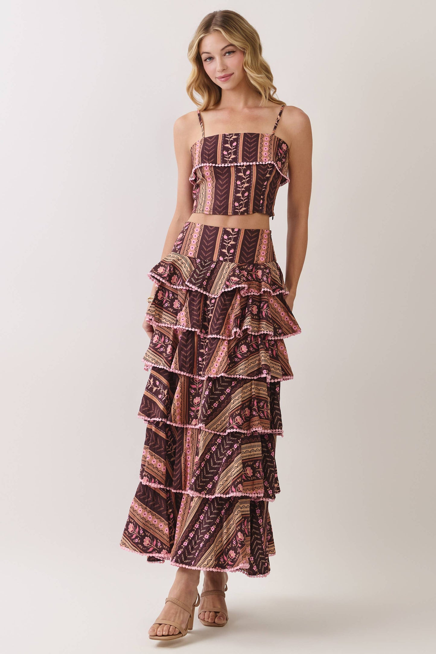 Multi Print Smocked Crop Top