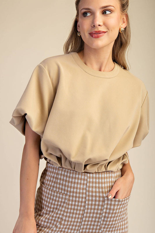 Bubble Sleeve and Hem Crop